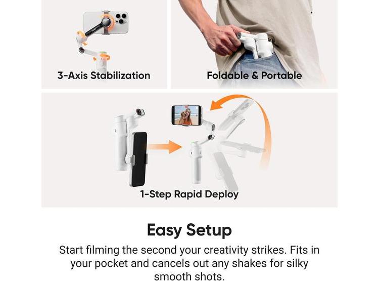 INSTA360 FLOW 2 PRO VLOG GRIS - CARDÁN AI CON SEGUIMIENTO EN 200+ APPS, TRÍPODE Y SELFIE STICK INTEGRADOS - 4
