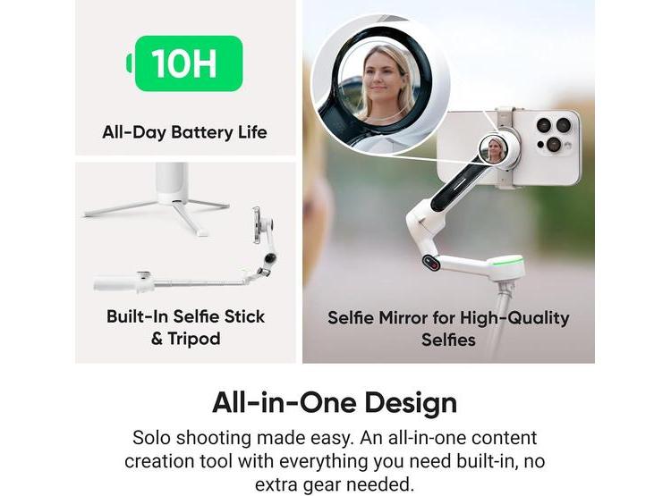 INSTA360 FLOW 2 PRO GIMBAL PLEGABLE BLANCO IA PARA TELÉFONO CON SEGUIMIENTO EN APLICACIONES Y DOCKKIT - 3
