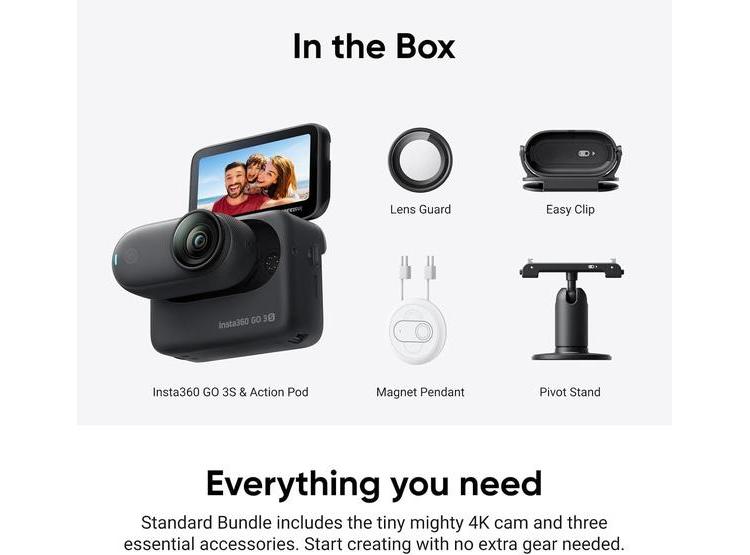 INSTA360 GO 3S - CÁMARA VLOGGING 4K, 64 GB, NEGRA, MANOS LIBRES, MONTAJE VERSÁTIL, DURACIÓN BATERÍA EXTENDIDA - 7