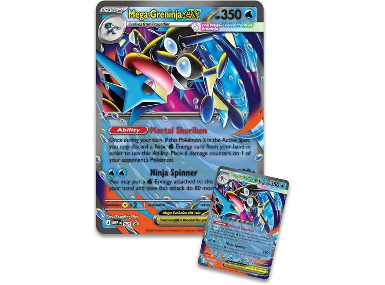 POKÉMON TCG: MEGA GRENINJA EX PREMIUM COLLECTION CON 8 PAQUETES DE REFUERZO Y TARJETAS PROMO - 3