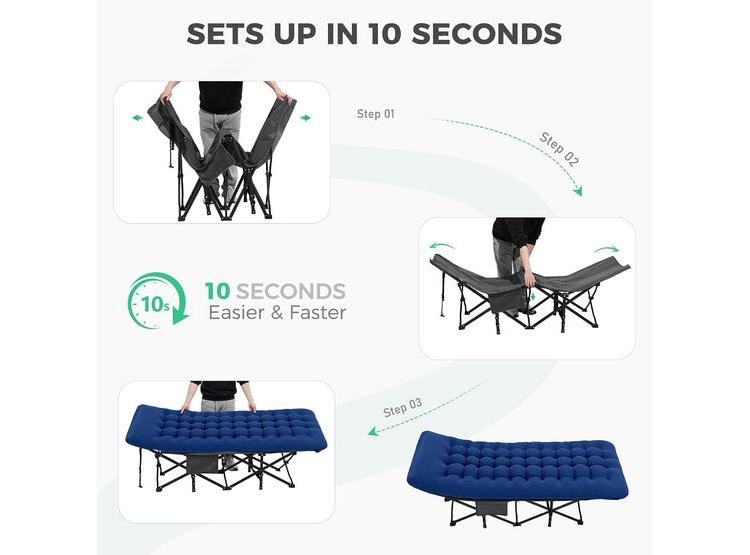 CATRE PLEGABLE DE CAMPING PARA ADULTOS CON COLCHÓN, INCLUYE BOLSA DE TRANSPORTE, IDEAL PARA EXTERIORES - 3
