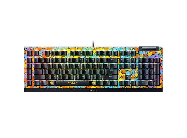 TECLADO GAMING RAZER BLACKWIDOW V4 X, SWITCHES VERDES TÁCTILES, 6 MACROS, RGB CHROMA, EDICIÓN POKÉMON - 1