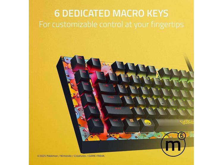 TECLADO GAMING RAZER BLACKWIDOW V4 X, SWITCHES VERDES TÁCTILES, 6 MACROS, RGB CHROMA, EDICIÓN POKÉMON - 3