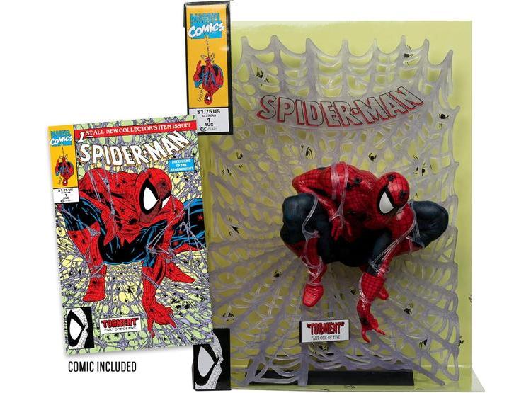 FIGURA COLECCIONABLE DE SPIDER-MAN CON ESCENA Y CÓMIC POR MCFARLANE TOYS, INSPIRADA EN SPIDER-MAN #1 - 1