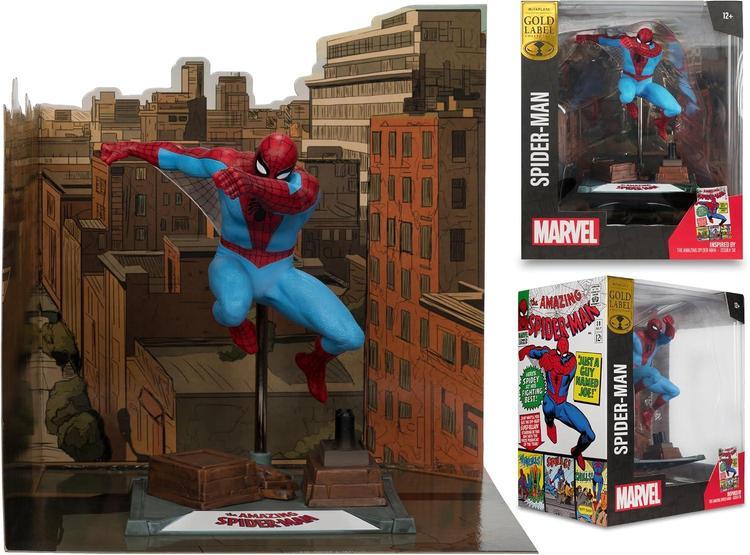 FIGURA SPIDER-MAN A ESCALA MCFARLANE TOYS, EDICIÓN GOLD LABEL, ESCENA POSADA MARVEL - 4