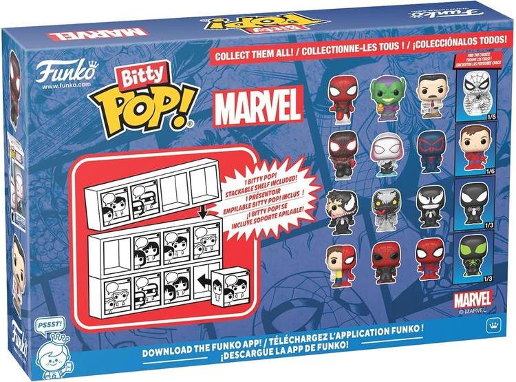 FUNKO POP! BITTY: SPIDER-MAN, DUENDE VERDE, J JONAH Y MYSTERY CHASE - MARVEL COMICS COLECCIONABLE CON ESTANTE APILABLE - 2