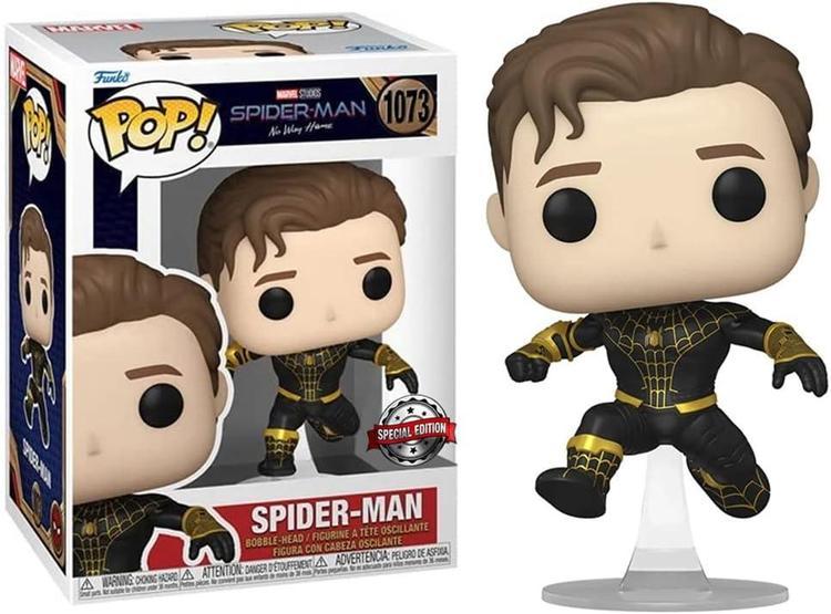 FIGURA FUNKO POP DE SPIDERMAN NO WAY HOME EXCLUSIVA NEGRO Y DORADO CON MÁSCARA RETIRADA - 3
