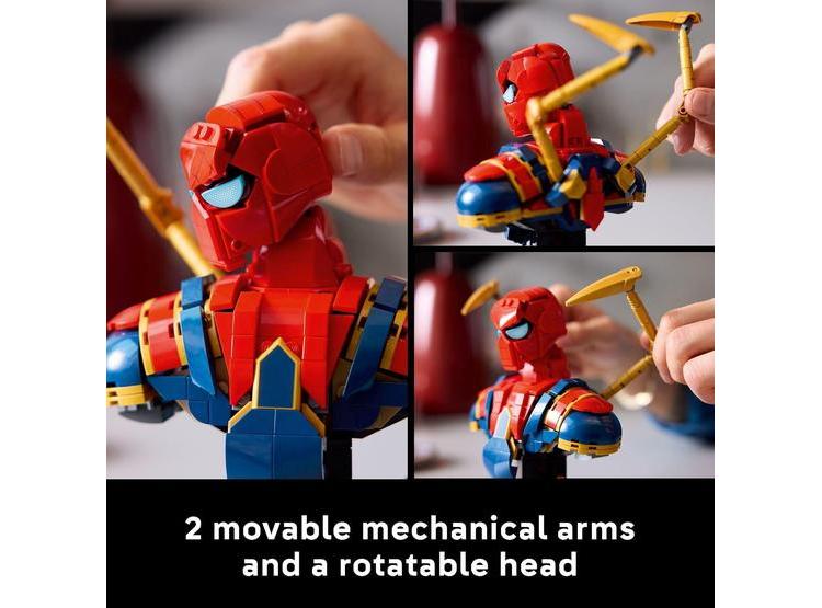 LEGO MARVEL IRON SPIDER-MAN BUST CON MINIFIGURA - SET DE CONSTRUCCIÓN PARA ADULTOS FANS DE SUPERHÉROES - 3