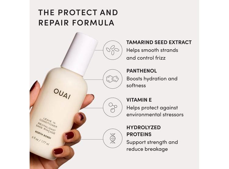 ACONDICIONADOR SIN ENJUAGUE OUAI CON AROMA NORTH BONDI, PROTECTOR DE CALOR, DESENREDANTE E HIDRATANTE, VEGANO - 6