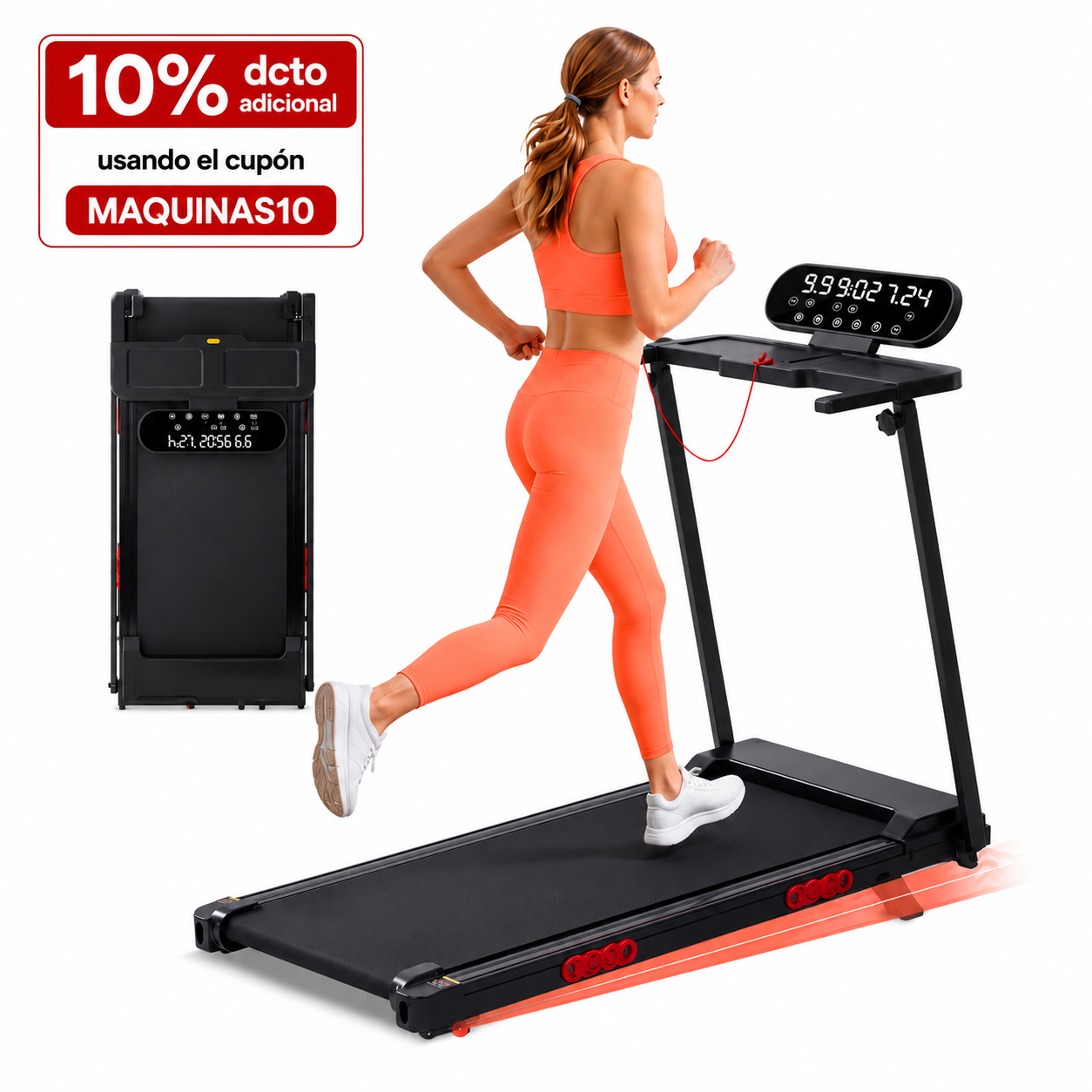 CAMINADORA MCRG PORTABLE CON INCLINACIÓN, COMPACTA Y PLEGABLE PARA ESPACIOS REDUCIDOS, IDEAL PARA USO EN CASA - 1