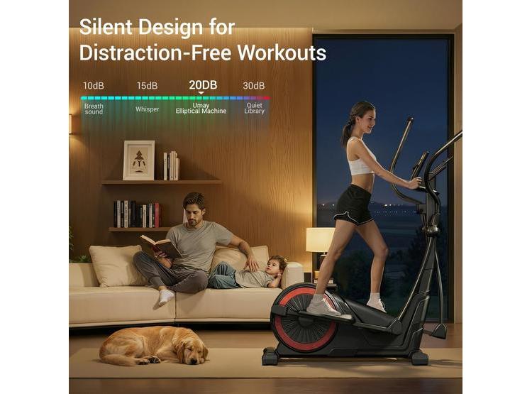 MÁQUINA ELÍPTICA SILENCIOSA CON ZANCADA AJUSTABLE Y MONITOR LCD - 16 NIVELES DE RESISTENCIA - 3