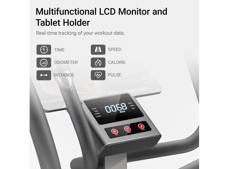 MÁQUINA ELÍPTICA SILENCIOSA CON ZANCADA AJUSTABLE Y MONITOR LCD - 16 NIVELES DE RESISTENCIA - 4