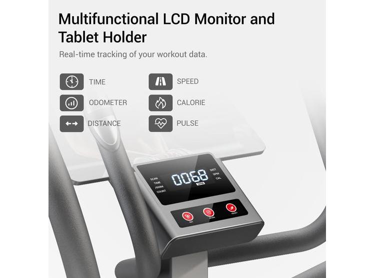 MÁQUINA ELÍPTICA MAGNÉTICA ULTRA SILENCIOSA CON AGARRES DE FRECUENCIA CARDÍACA Y MONITOR LCD, 16 NIVELES DE RESISTENCIA - 6