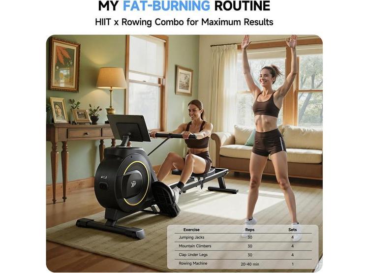 MÁQUINA DE REMO PARA HOGAR YPOO, RESISTENTE, SILENCIOSA, PLEGABLE. IDEAL PARA ENTRENAMIENTO COMPLETO - 4