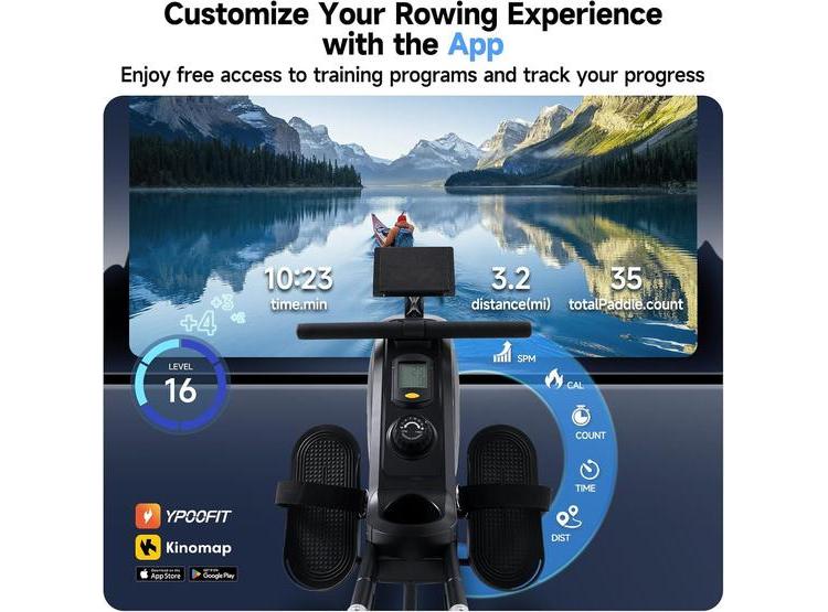 MÁQUINA DE REMO PARA HOGAR YPOO, RESISTENTE, SILENCIOSA, PLEGABLE. IDEAL PARA ENTRENAMIENTO COMPLETO - 6