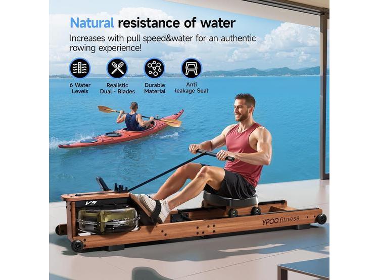 MÁQUINA DE REMO PLEGABLE PARA ENTRENAMIENTOS EN CASA, RESISTENCIA MAGNÉTICA Y CAPACIDAD DE HASTA 350 LIBRAS - 2