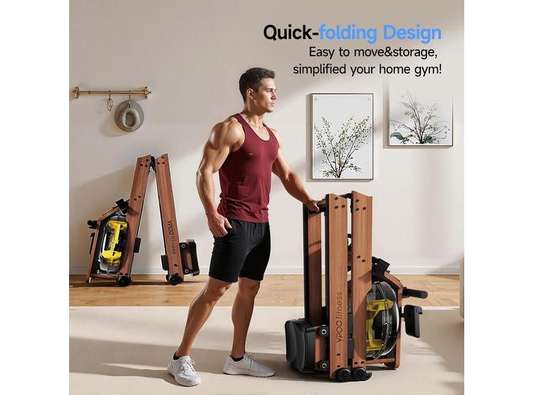MÁQUINA DE REMO PLEGABLE PARA ENTRENAMIENTOS EN CASA, RESISTENCIA MAGNÉTICA Y CAPACIDAD DE HASTA 350 LIBRAS - 4