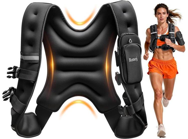 RENOJ CHALECO CON PESO PARA HOMBRES Y MUJERES, PERFECTO PARA CAMINAR, CORRER Y ENTRENAR, CON RAYAS REFLECTANTES - 1