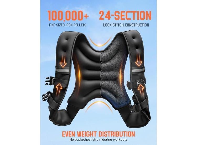 RENOJ CHALECO CON PESO PARA HOMBRES Y MUJERES, PERFECTO PARA CAMINAR, CORRER Y ENTRENAR, CON RAYAS REFLECTANTES - 2