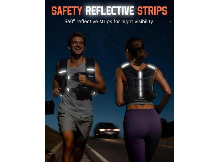 RENOJ CHALECO CON PESO PARA HOMBRES Y MUJERES, PERFECTO PARA CAMINAR, CORRER Y ENTRENAR, CON RAYAS REFLECTANTES - 4