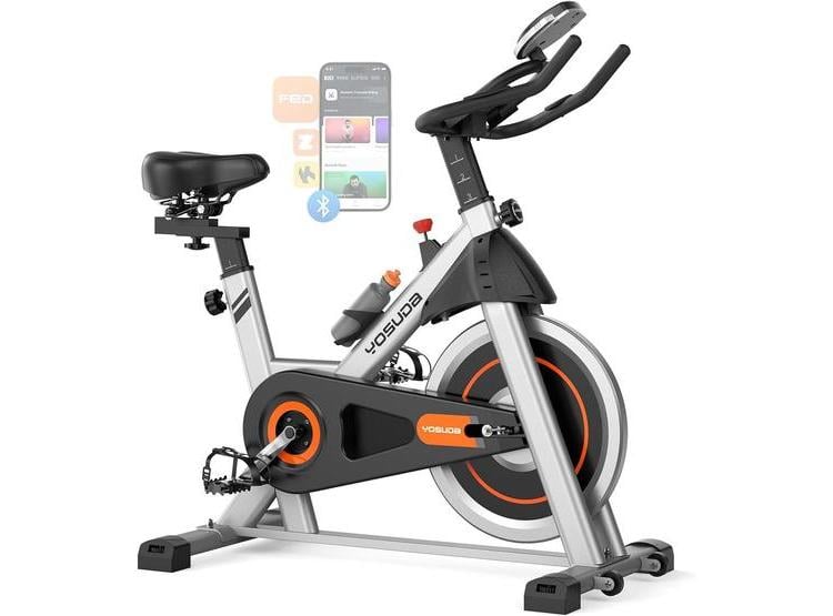 BICICLETA ESTÁTICA YOSUDA CONECTIVIDAD A APPS, RESISTENCIA MAGNÉTICA, CAPACIDAD DE PESO DE 136 KG, PARA ENTRENAMIENTO EN CASA - 1