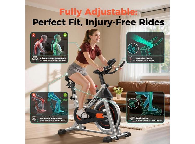 BICICLETA ESTÁTICA YOSUDA CONECTIVIDAD A APPS, RESISTENCIA MAGNÉTICA, CAPACIDAD DE PESO DE 136 KG, PARA ENTRENAMIENTO EN CASA - 2