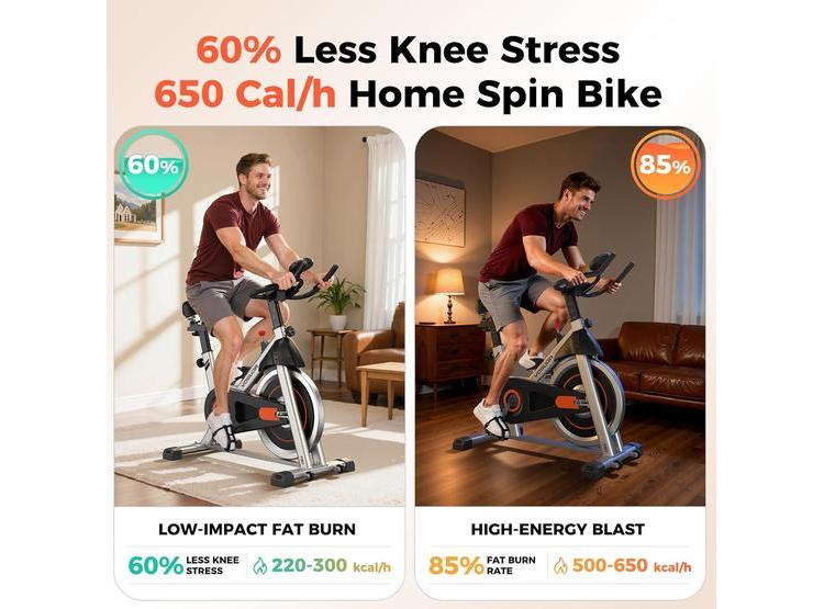 BICICLETA ESTÁTICA YOSUDA CONECTIVIDAD A APPS, RESISTENCIA MAGNÉTICA, CAPACIDAD DE PESO DE 136 KG, PARA ENTRENAMIENTO EN CASA - 6