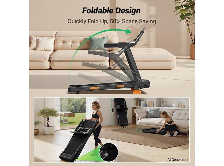 CINTA DE CORRER CURSOR FITNESS, INCLINACIÓN 16%, MOTOR SILENCIOSO 3.0 HP, CAPACIDAD 400 LBS, PLEGABLE PARA CASA - 6