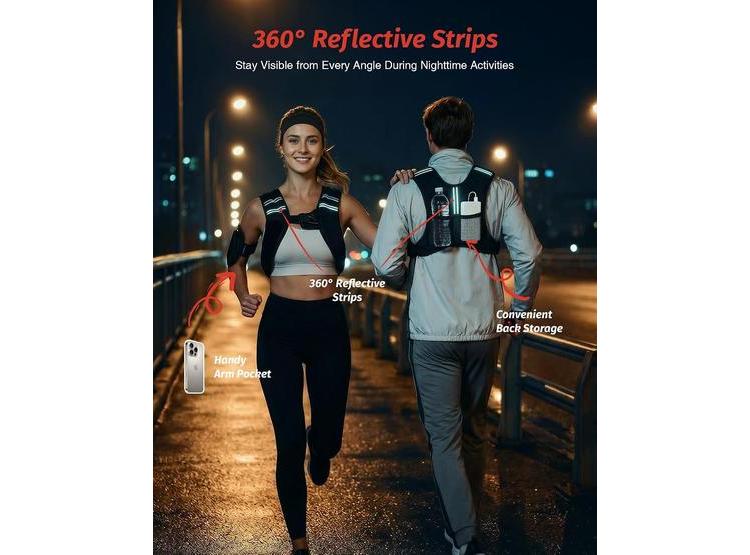 ZELUS CHALECO DE PESO CON RAYAS REFLECTANTES, CÓMODO PARA ENTRENAMIENTO DE FUERZA Y CORRER - 5