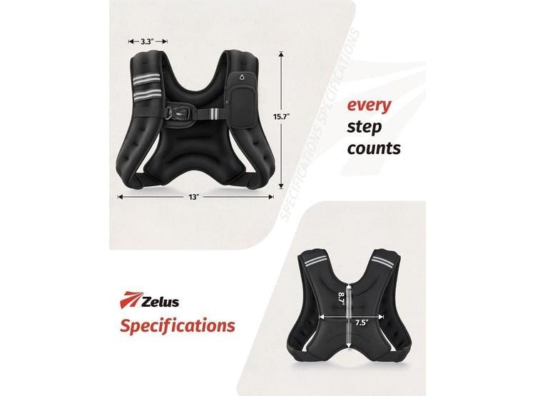 ZELUS CHALECO DE PESO CON RAYAS REFLECTANTES, CÓMODO PARA ENTRENAMIENTO DE FUERZA Y CORRER - 7