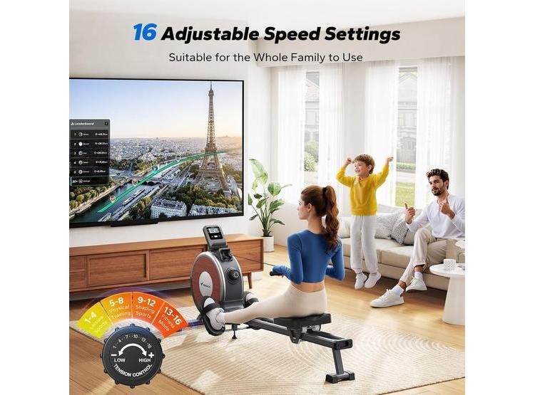 MERACH Q1S MÁQUINA DE REMO DE INTERIOR CON RESISTENCIA MAGNÉTICA, ASIENTO CÓMODO Y SOPORTE PARA APLICACIONES - 4