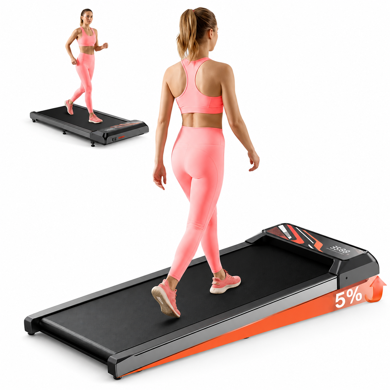 CAMINADORA COMPACTA Y PORTÁTIL CON INCLINACIÓN PARA OFICINA EN CASA, IDEAL PARA CAMINAR Y TROTAR - 1