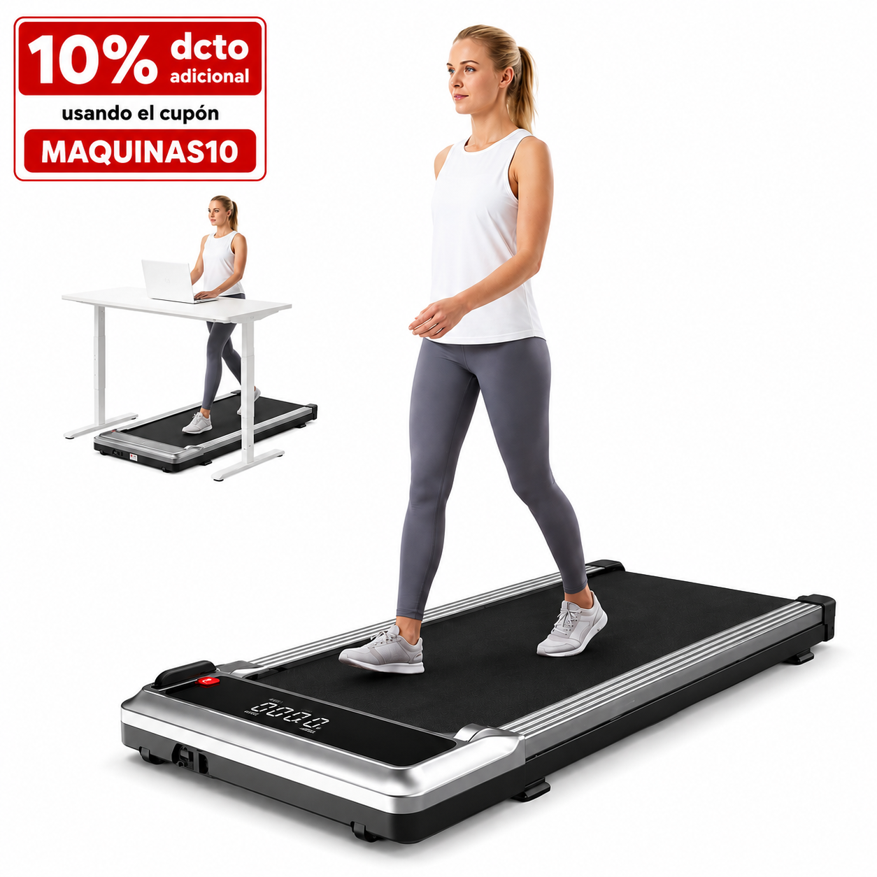 OLIXIS CAMINADORA BAJO ESCRITORIO PARA OFICINA, COMPACTA, PORTÁTIL Y SILENCIOSA, CON PANTALLA LED Y CONTROL REMOTO - 1