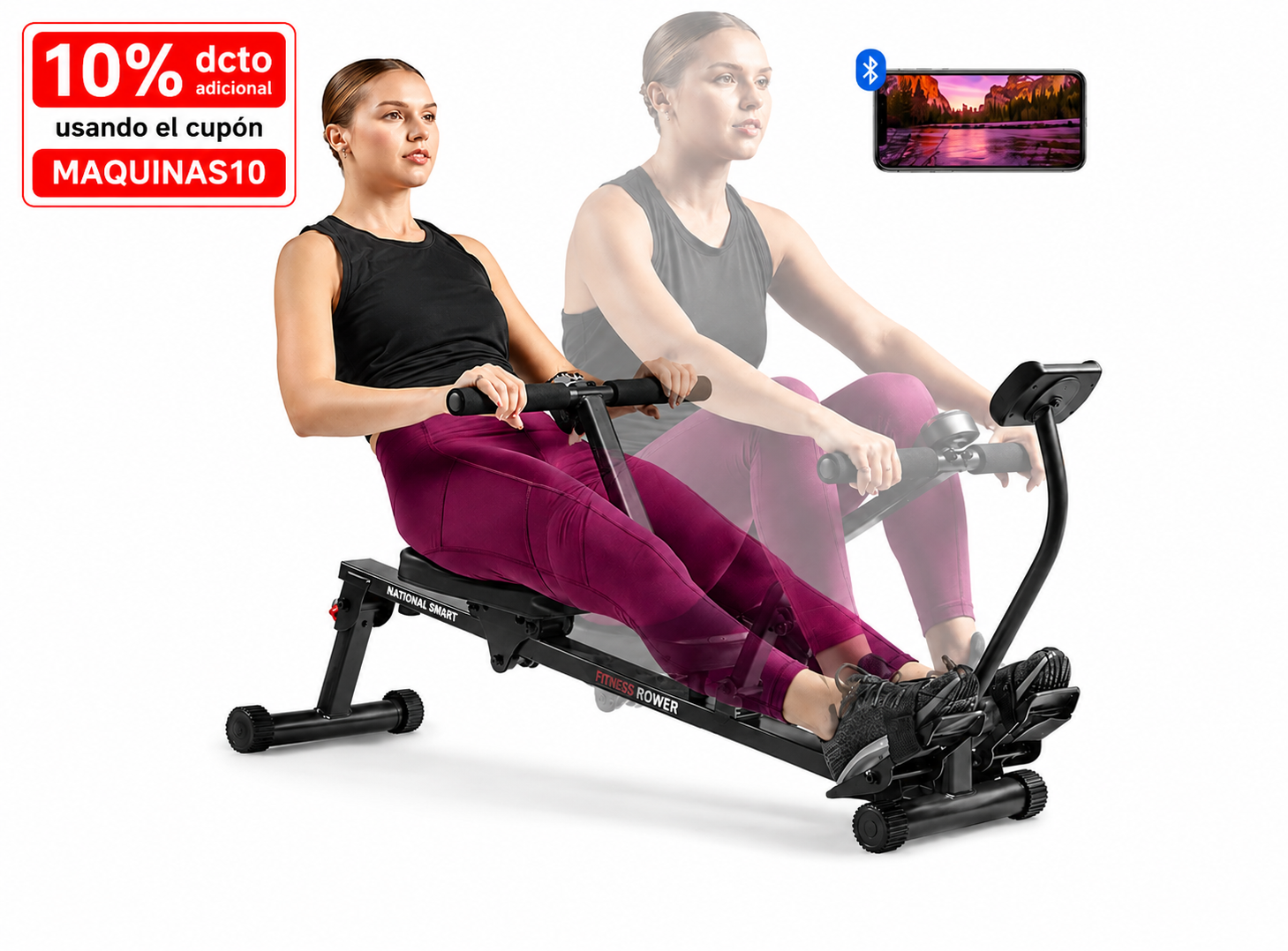 REMADOR COMPACTO SUNNY CON 12 NIVELES DE RESISTENCIA, IDEAL PARA EJERCICIOS DE CUERPO COMPLETO Y AHORRO DE ESPACIO - 1