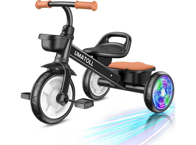 TRICICLO PARA NIÑOS UMATOLL AJUSTABLE, RUEDAS CON LUCES Y CESTAS DOBLES - 1