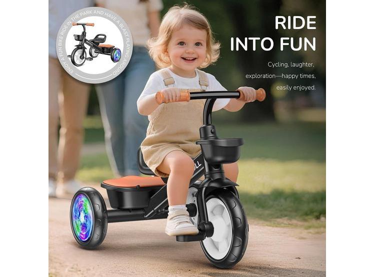 TRICICLO PARA NIÑOS UMATOLL AJUSTABLE, RUEDAS CON LUCES Y CESTAS DOBLES - 3
