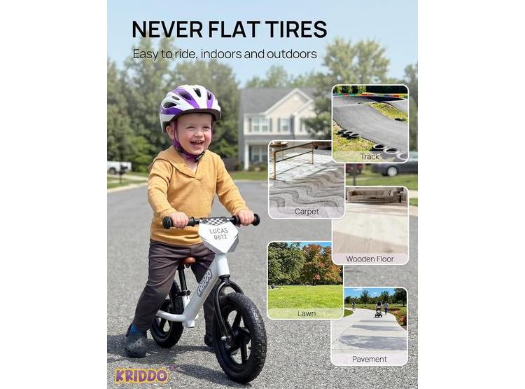 BICICLETA DE EQUILIBRIO KRIDDO AJUSTABLE, PARA NIÑOS DE 2 A 5 AÑOS, CON PLACA PERSONALIZABLE Y NEUMÁTICOS DURADEROS - 5