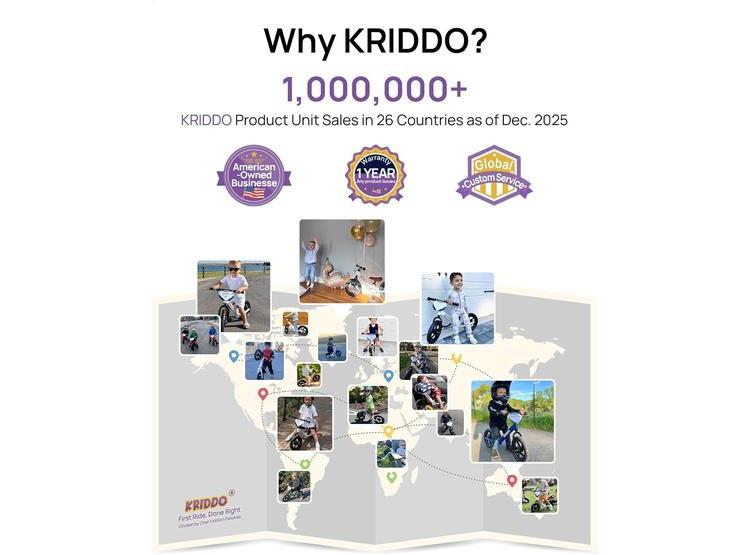 BICICLETA DE EQUILIBRIO KRIDDO AJUSTABLE, PARA NIÑOS DE 2 A 5 AÑOS, CON PLACA PERSONALIZABLE Y NEUMÁTICOS DURADEROS - 6