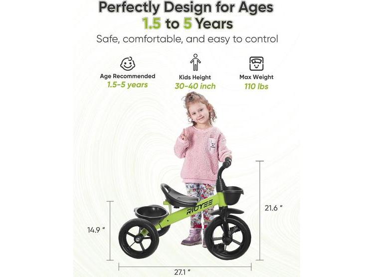 TRICICLO PARA NIÑOS PEQUEÑOS DE 18 MESES A 5 AÑOS, DISEÑO ROBUSTO CON CANASTAS DE ALMACENAMIENTO Y FÁCIL DE TRANSPORTAR - 5