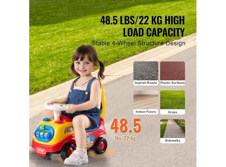 AUTO PARA NIÑOS VEVOR DE 19+ MESES CON VOLANTE MUSICAL Y ALMACENAMIENTO BAJO ASIENTO, SEGURO Y COLORIDO - 2