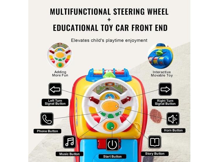 AUTO PARA NIÑOS VEVOR DE 19+ MESES CON VOLANTE MUSICAL Y ALMACENAMIENTO BAJO ASIENTO, SEGURO Y COLORIDO - 3