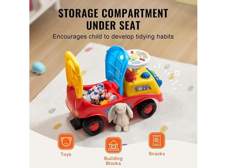 AUTO PARA NIÑOS VEVOR DE 19+ MESES CON VOLANTE MUSICAL Y ALMACENAMIENTO BAJO ASIENTO, SEGURO Y COLORIDO - 4