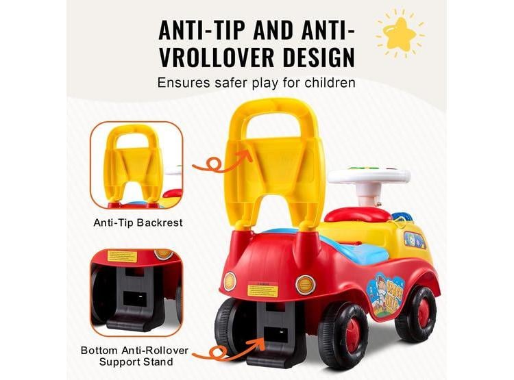 AUTO PARA NIÑOS VEVOR DE 19+ MESES CON VOLANTE MUSICAL Y ALMACENAMIENTO BAJO ASIENTO, SEGURO Y COLORIDO - 5