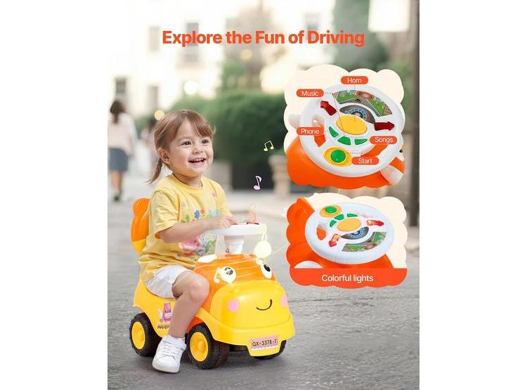 AUTO DE EMPUJE PARA NIÑOS, MEJORA EQUILIBRIO CON BOCINA Y MÚSICA, INCLUYE ALMACENAMIENTO BAJO EL ASIENTO - 2