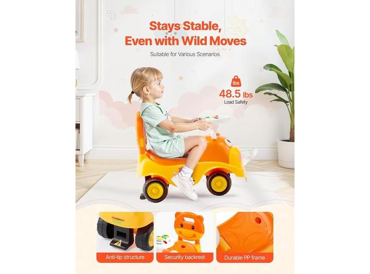 AUTO DE EMPUJE PARA NIÑOS, MEJORA EQUILIBRIO CON BOCINA Y MÚSICA, INCLUYE ALMACENAMIENTO BAJO EL ASIENTO - 3