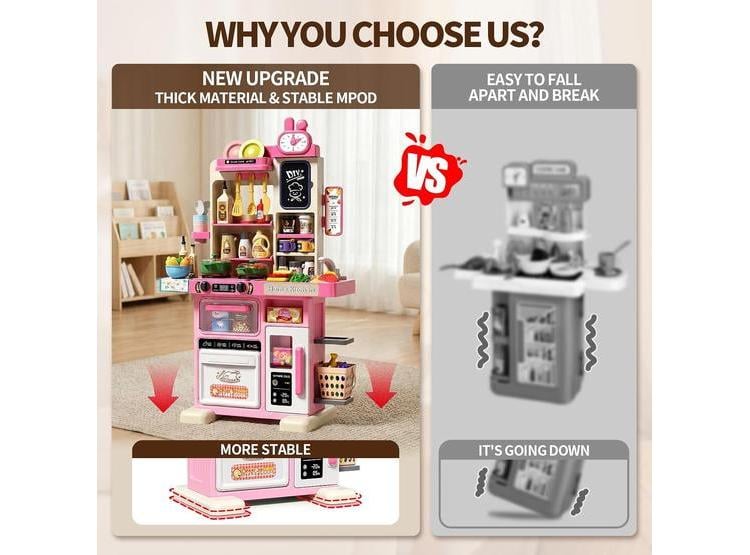 JUEGO DE COCINA INFANTIL CON SONIDOS, LUCES Y VAPOR, INCLUYE ESTUFA, FREGADERO Y 70 ACCESORIOS DIVERSOS - 2