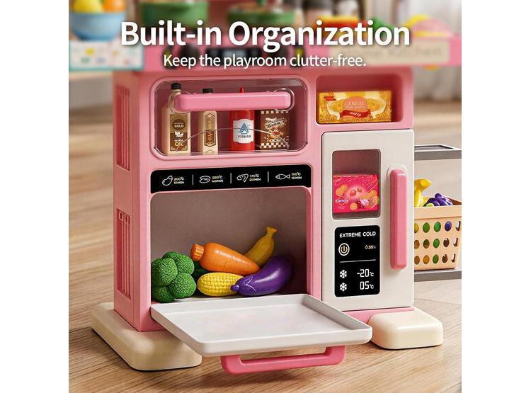 JUEGO DE COCINA INFANTIL CON SONIDOS, LUCES Y VAPOR, INCLUYE ESTUFA, FREGADERO Y 70 ACCESORIOS DIVERSOS - 4