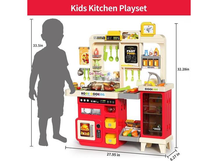 PUPU PIG JUEGO DE COCINA INFANTIL CON LUCES, SONIDOS, ESTUFA, PARRILLA, FREGADERO Y MÁS DE 80 ACCESORIOS - 4