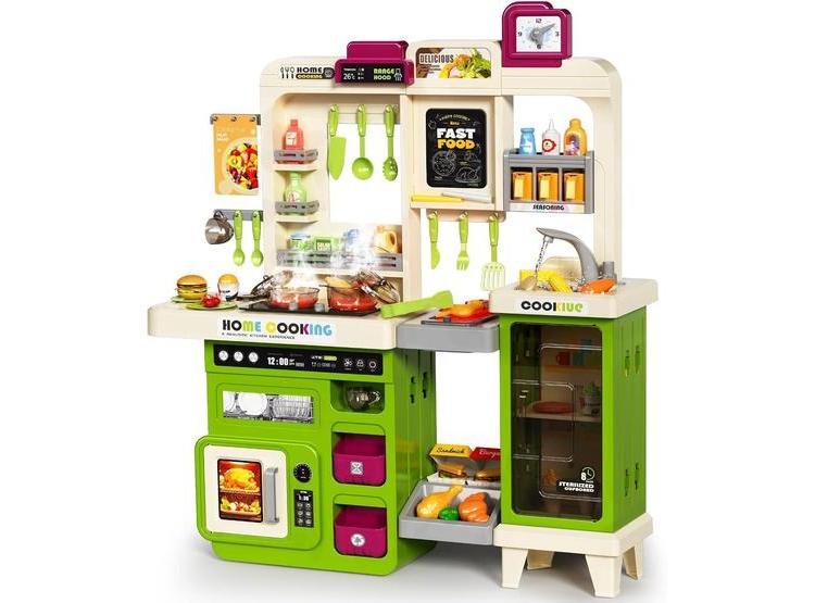 PUPU PIG COCINA PARA NIÑOS CON ESTUFA, PARRILLA, FREGADERO Y ACCESORIOS DE COCINA INTERACTIVOS CON LUCES Y SONIDOS - 1