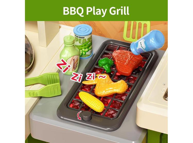 PUPU PIG COCINA PARA NIÑOS CON ESTUFA, PARRILLA, FREGADERO Y ACCESORIOS DE COCINA INTERACTIVOS CON LUCES Y SONIDOS - 2